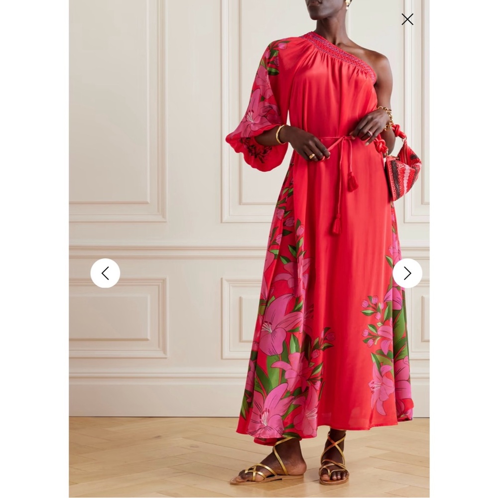FARM Rio multicolored satin maxi dress. In perfect condition!